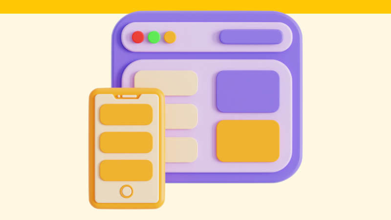 A simple stylized graphic depicting website sections.