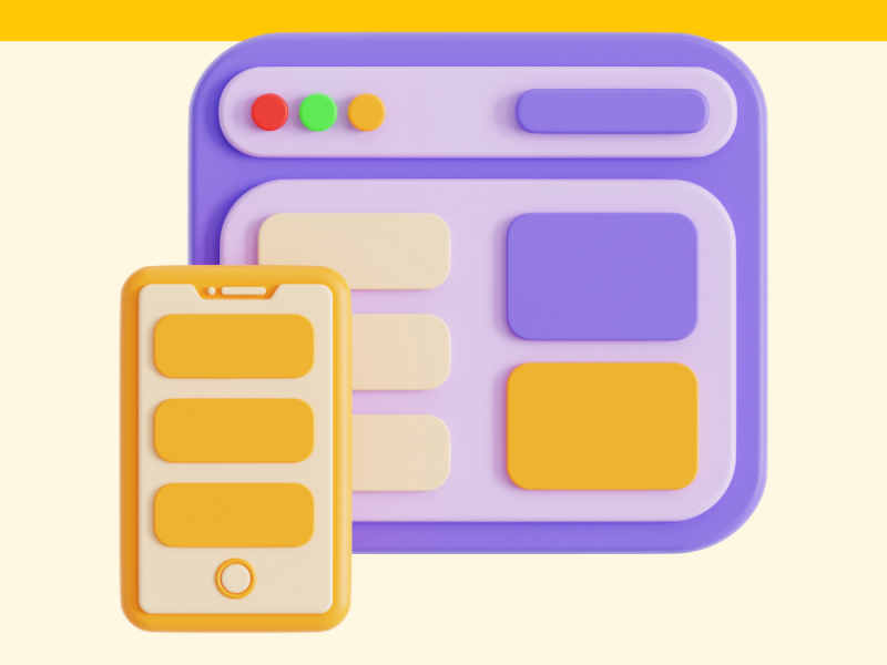 A simple stylized graphic depicting website sections.