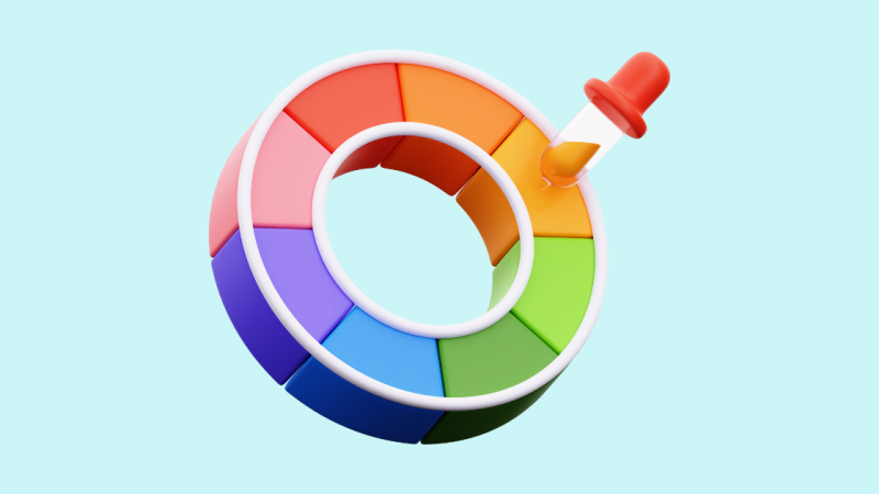 A simple stylized graphic of a color wheel.