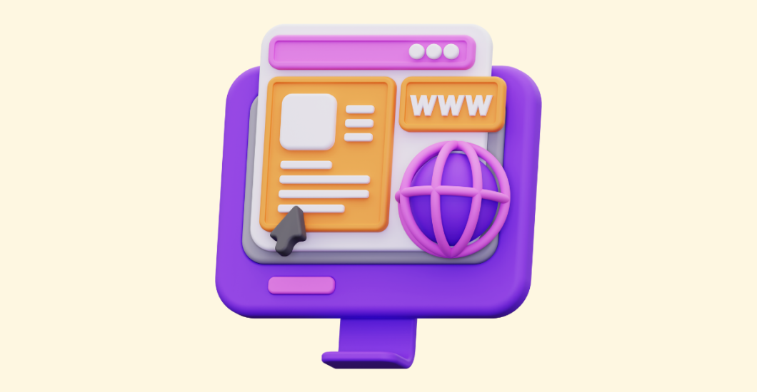 A simple stylized graphic depicting a product’s website.
