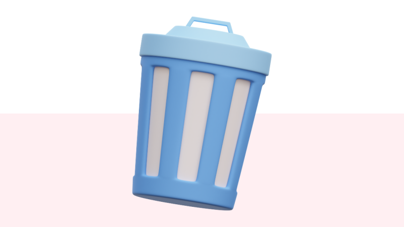 A simple stylized graphic of a trash can.