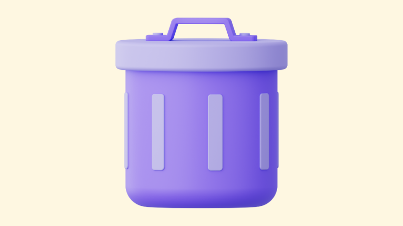 A simple stylized graphic of a trash can.