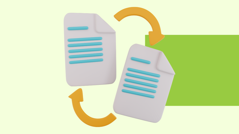 A simple stylized graphic depicting a page being duplicated.