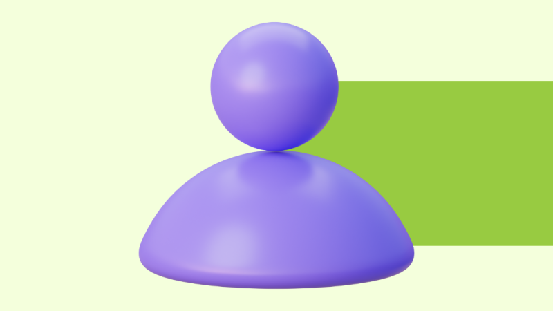 A simple stylized graphic of the head and shoulders of a person.