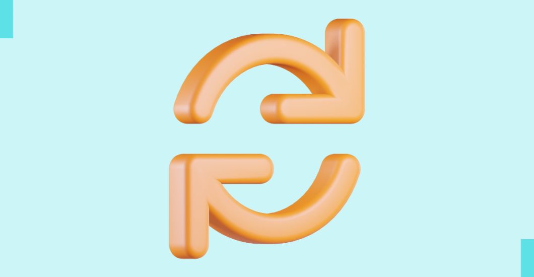 A simple stylized graphic of a rotate icon.