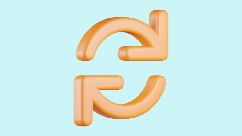 A simple stylized graphic of a rotate icon.