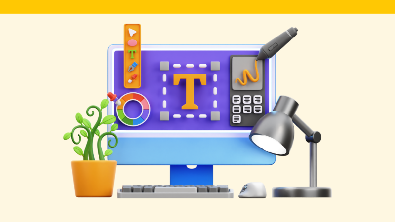A simple stylized graphic of a computer monitor showing text editing software.