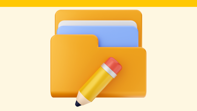 A simple stylized graphic depicting a folder of ready-made content.