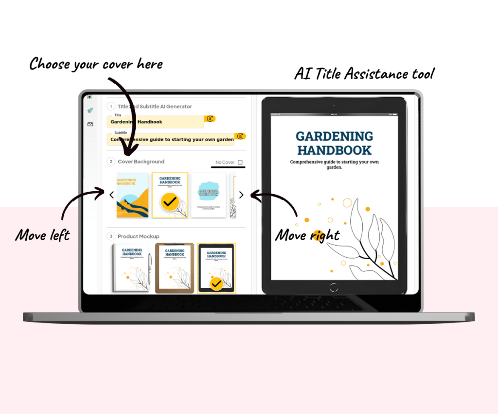 A screenshot showing how to choose a cover.