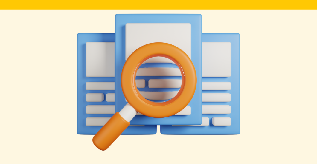 A simple stylized graphic depicting products being searched for.