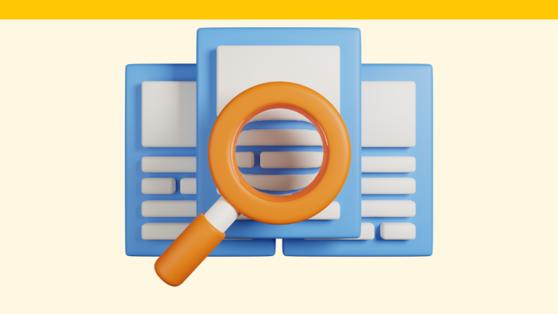 A simple stylized graphic depicting products being searched for.