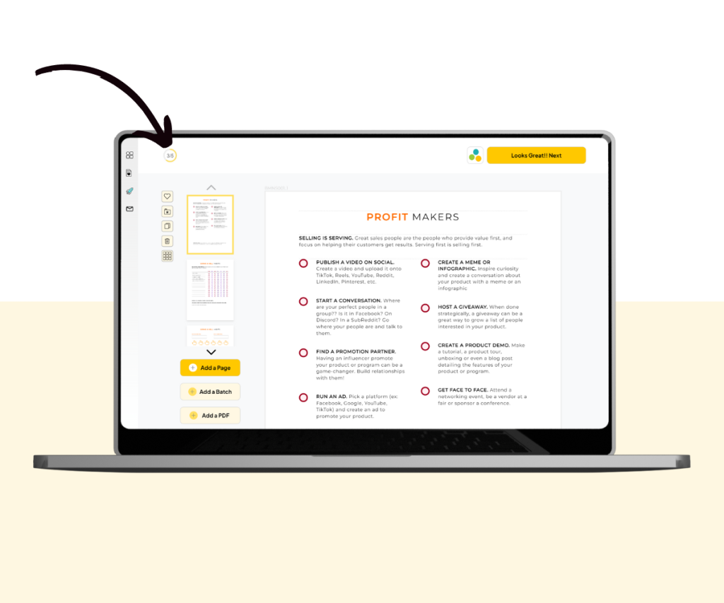 A screenshot showing where you can see which step of the product builder you are on.