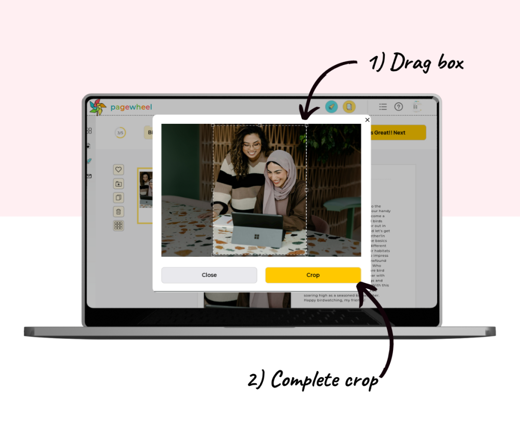 A screenshot showing how to select the area of an image to crop.