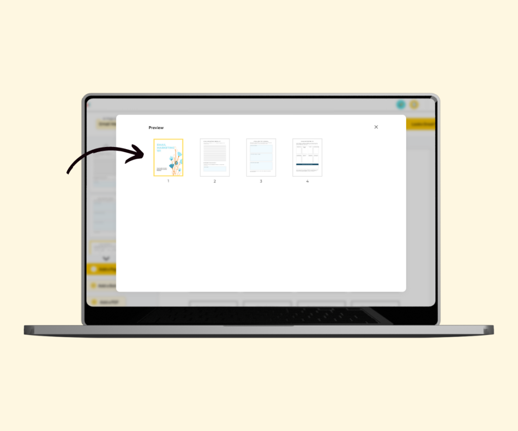A screenshot showing how to select a page in grid view.