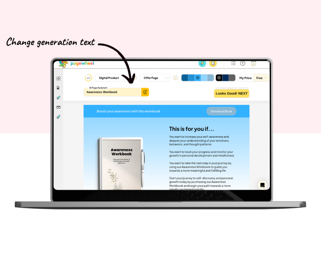 An annotated screenshot showing where to enter the AI generation text.