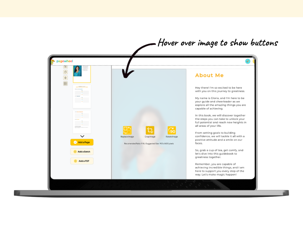 An annotated screenshot showing how to access the image menu.