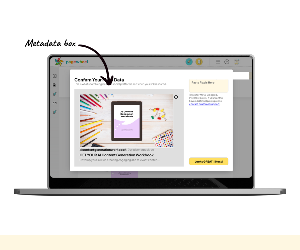 An annotated screenshot of the metadata box.