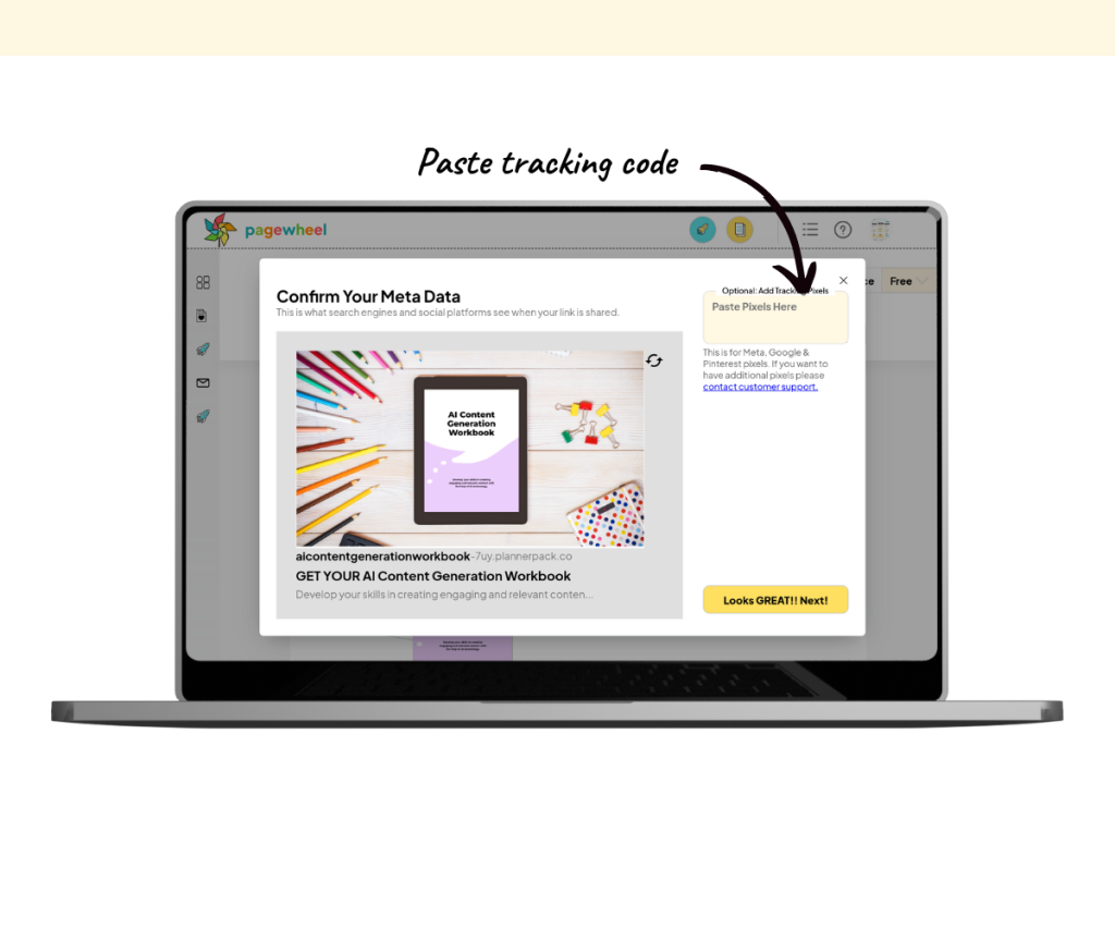 An annotated screenshot showing where to paste tracking code.