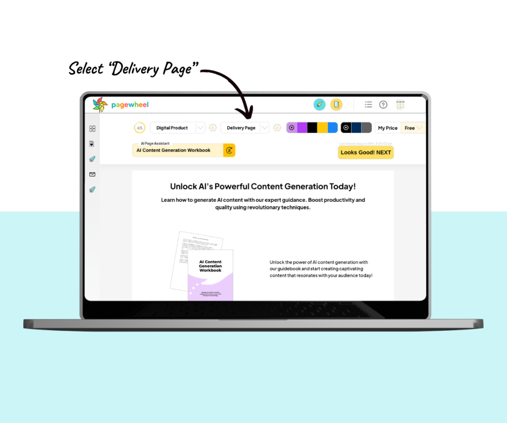 An annotated screenshot showing how to access the Delivery Page.