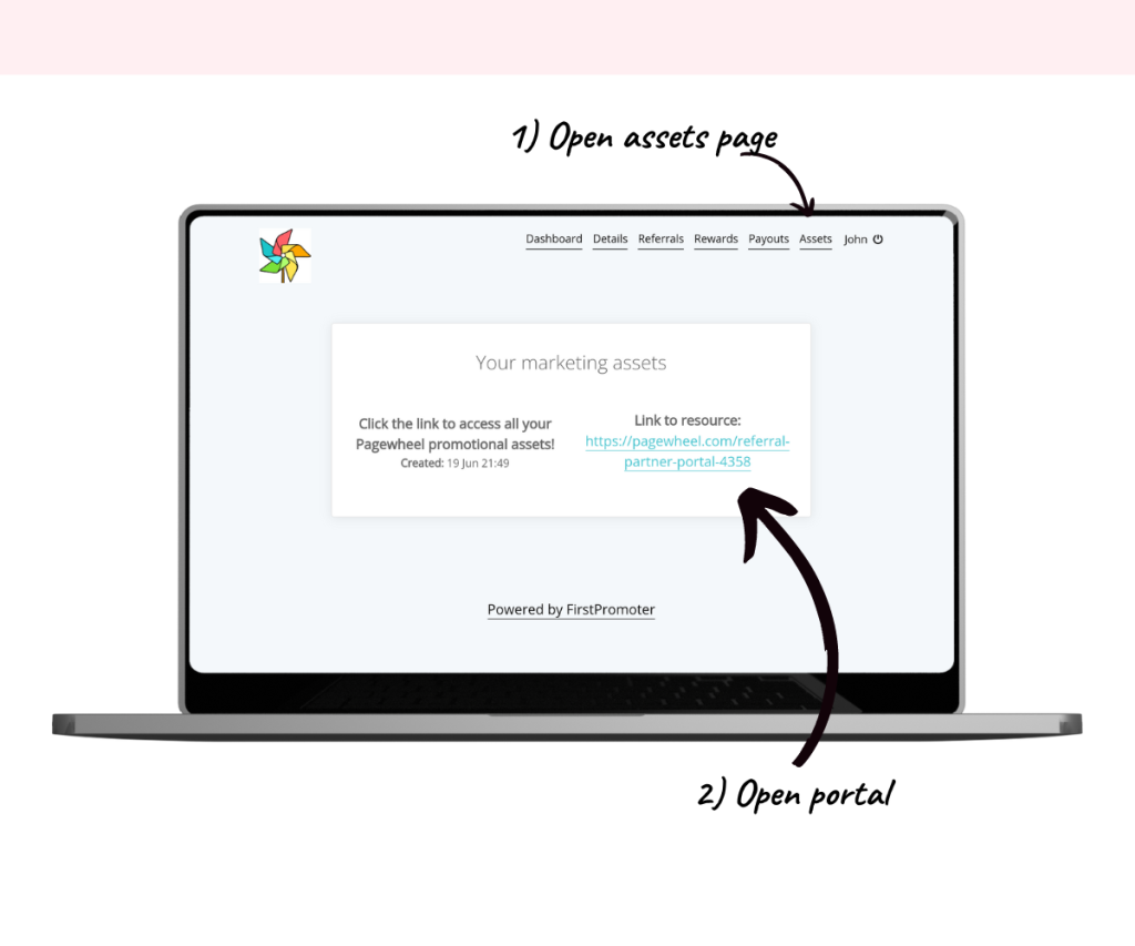 An annotated screenshot showing how to open the Referral Partner Portal.