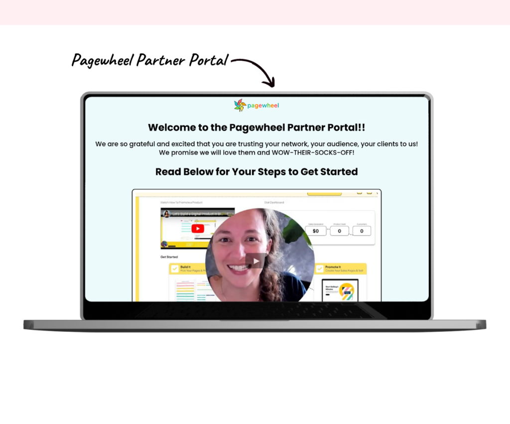 An annotated screenshot of the Pagewheel Partner Portal.