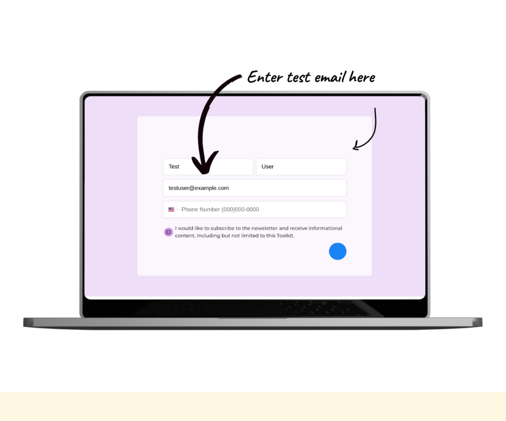 An annotated screenshot showing how to fill in the sign-up form.