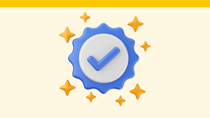 A simple stylized graphic of a tick icon with stars.