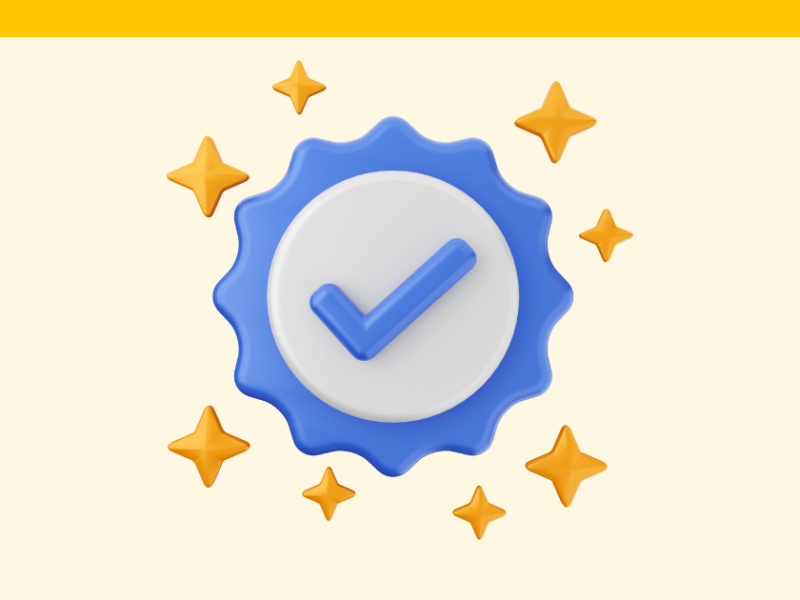A simple stylized graphic of a tick icon with stars.