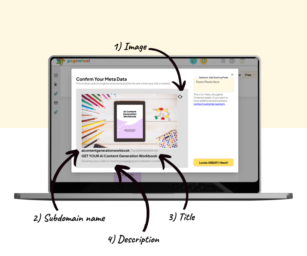 An annotated screenshot showing everything that can be modified in the metadata box.