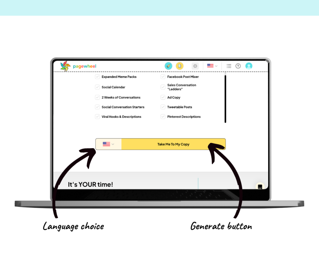 An annotated screenshot showing the default content language setting.