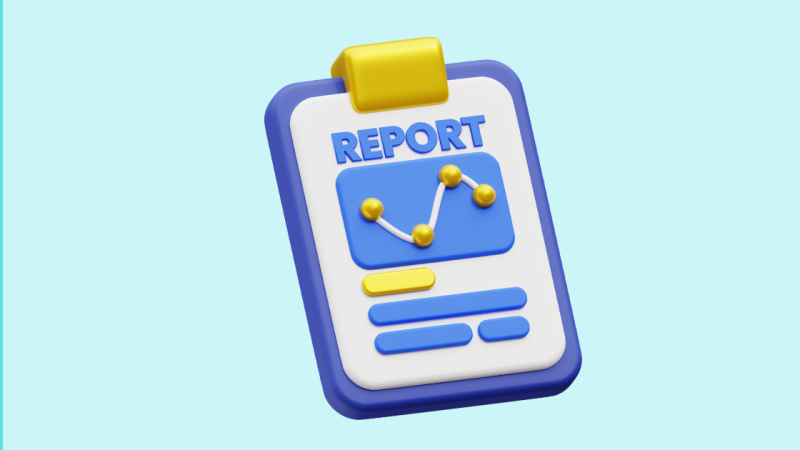 clipboard with report on it icon on a blue background